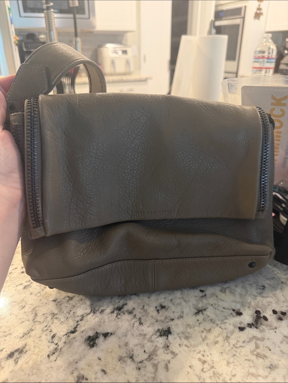 Aimee Kestenberg Taupe Leather Shoulder Bag